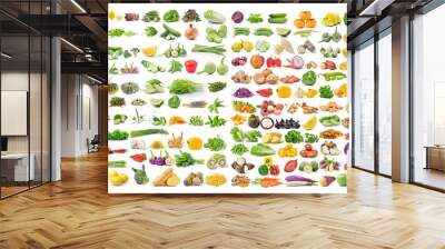 set of vegetable and fruit isolated on white background Wall mural