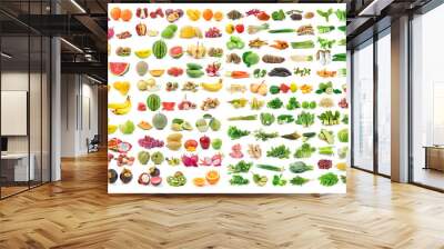 set of vegetable and fruit on white background Wall mural