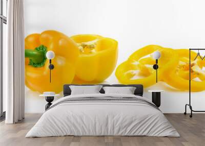 Sliced yellow paprika pepper isolated on white background Wall mural