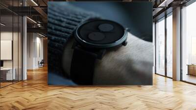 a detailed view of a persons wrist with a wristwatch Wall mural