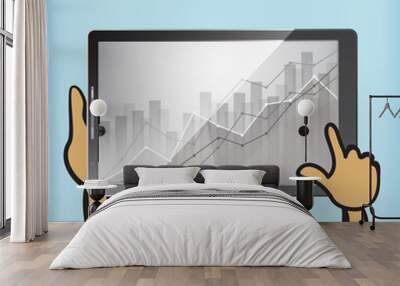 business statistics chart showing different growing graphs on th Wall mural