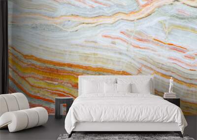 Onyx texture background of natural stone with polished orange streaks. marble texture used for indoor and outdoor home decoration Wall mural