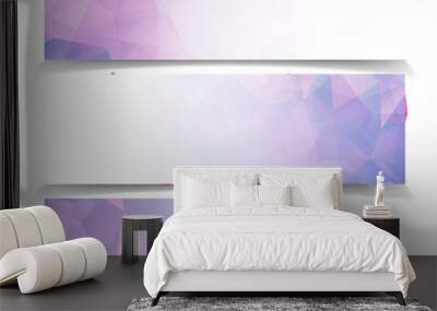 set of Abstract purple pastel colored Triangular Polygonal vecto Wall mural