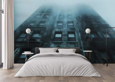 a dreary building full of mist Wall mural