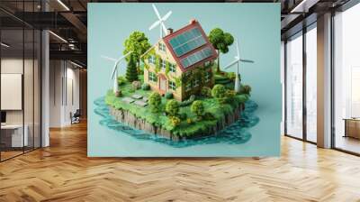 Illustration of Green Investments, Alternative and Ecological Clean Power. Wall mural