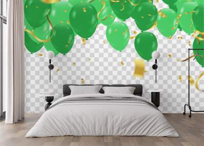 birthday card with green balloons. Happy birthday. Wall mural