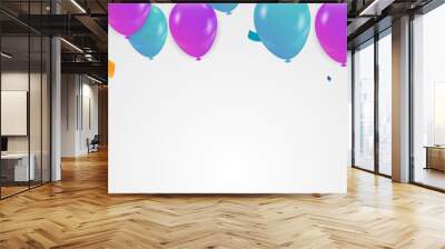 Happy Birthday - Balloons Background Design (place for text) vector birthday card, party invitation, banner, Wall mural