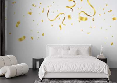 Vector party balloons illustration. Confetti and ribbons flag ribbons, Celebration background template Wall mural