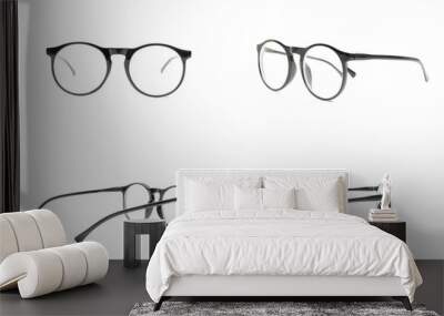 Collection Glasses black on white background Wall mural