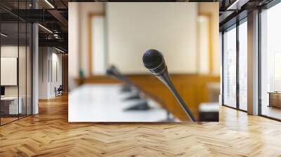 Microphone of meeting room a conference hall room background Wall mural