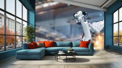 Robotic arm industry in parts manufacturing plants Wall mural