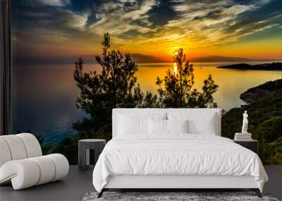 Sea sunset in thassos island, Greece Wall mural