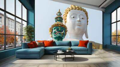 green giant contrasting with the white Buddha, Wat Phra That Doi Kham temple, Chiang Mai, Thailand Wall mural