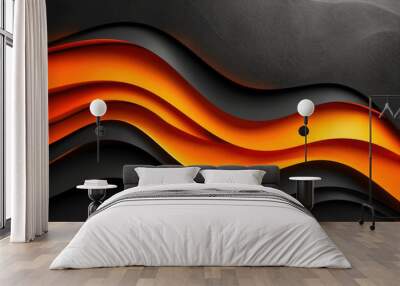 Abstract blackground orange curve with modern line and shape Wall mural