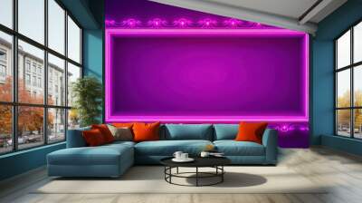 Fluorescent modern glowing pink frame on purple background, fluorescent, modern, glowing, pink, frame, purple, background, abstract Wall mural