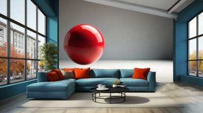 Red sphere floating in empty space, sphere, red, floating, space, isolated, round, glossy, shiny, vibrant, bold Wall mural