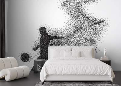 soccer player of a silhouette from particle Wall mural