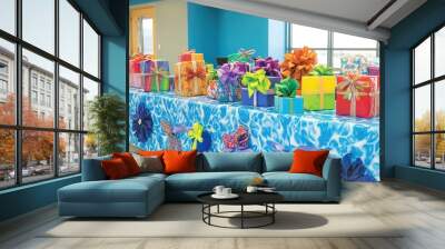 Colorful Gift Table for Special Occasion Celebration Wall mural