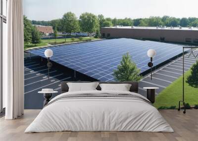 Solar Panel Installation in Commercial Parking Lot Wall mural