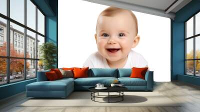 Portrait studio of young adorable baby with happy smile isolated on transparent background. Wall mural