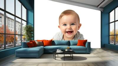 Portrait studio of young adorable baby with happy smile isolated on transparent background. Wall mural