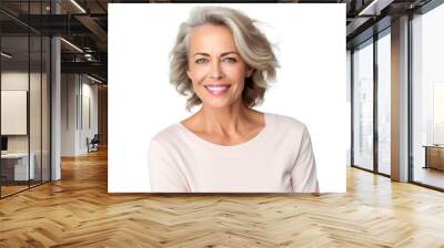 studio portrait of a beautiful old mature caucasian americana woman in casual look with an attractiv Wall mural