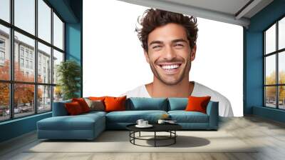 Studio portrait of a handsome young white Americana man with a beautiful smile isolated on transparent png background. Wall mural