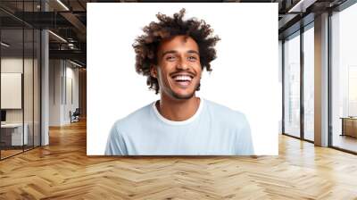 Studio portrait of Handsome African-American man with clean healthy skin and happy smile isolated on transparent png background. Wall mural