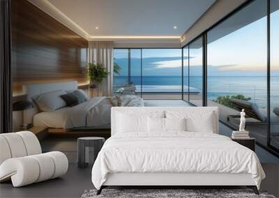 looking for a modern bedroom overlooking the sea Wall mural