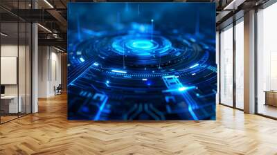 abstract background blue technology Wall mural