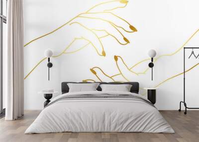 Isolated of Gold Hand Nail Line Illustration Wall mural