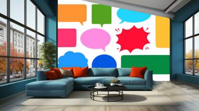 flat speech bubble and dialogue set vector. Colorful chat text doodles. Wall mural