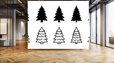 Pine icon set. Fir tree vector set. Wall mural