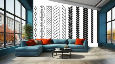 Rope brushes set. Knit patterns. Rope collections. Wall mural