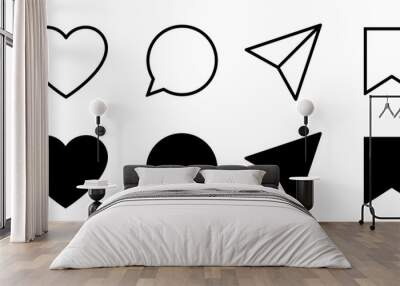 Social media interface icon. Social media icon. Wall mural