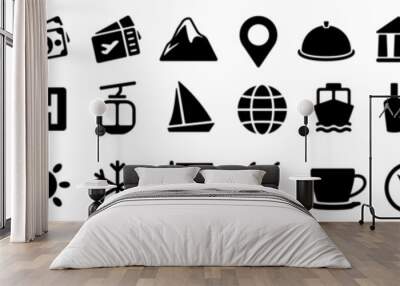 Travel icon. Tourism icon set silhouette. Wall mural