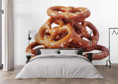 A stack of pretzels on a transparent background, a delicious food art Wall mural