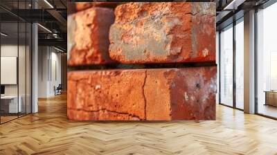 Big red bricks or mon bricks play a vital role in building homes. Wall mural