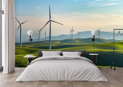 Clean energy generated from wind turbines used for electricity production. Wall mural