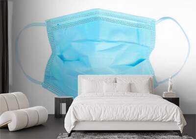 Electric blue face mask with white straps on transparent background Wall mural