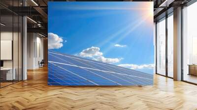 Solar panels in a solar power plant absorb sunlight to generate electricity in the sky. Wall mural