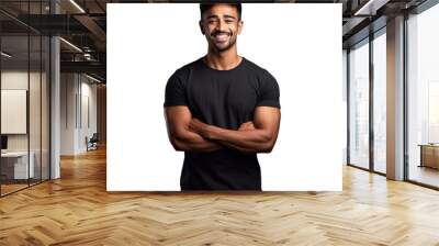 studio portrait of joyful young man in casual attire attractive indian man with contemporary haircut Wall mural