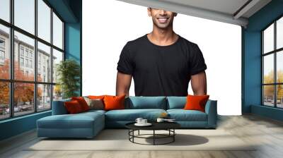 studio portrait of joyful young man in casual attire attractive indian man with contemporary haircut Wall mural