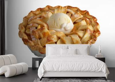 Traditional apple pie served with ice cream on a transparent background Wall mural