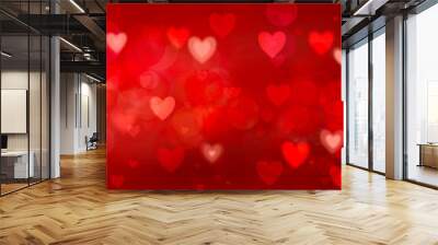 red colored romantic heart shaped background for valentines day Wall mural