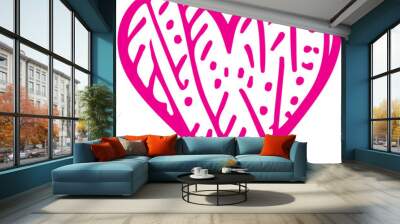 heart shape icon sign symbol element to decoration png file transparent. Hand draw pink heart line doodle style Wall mural