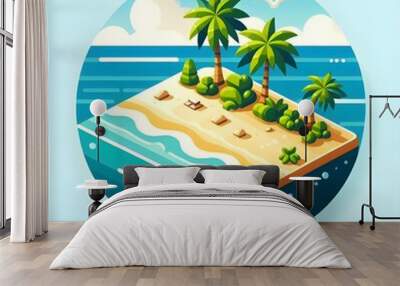 Flat Design Tropical Island Wall mural