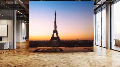 beautiful panoramic view on eiffel tower in paris, france Wall mural