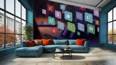 digital marketing concept, omnichannel advertisiment on social media Wall mural