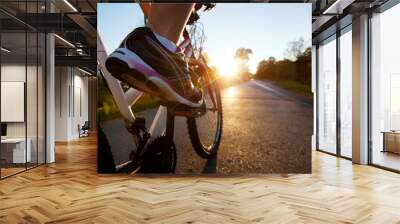 foot on pedal of bicycle Wall mural